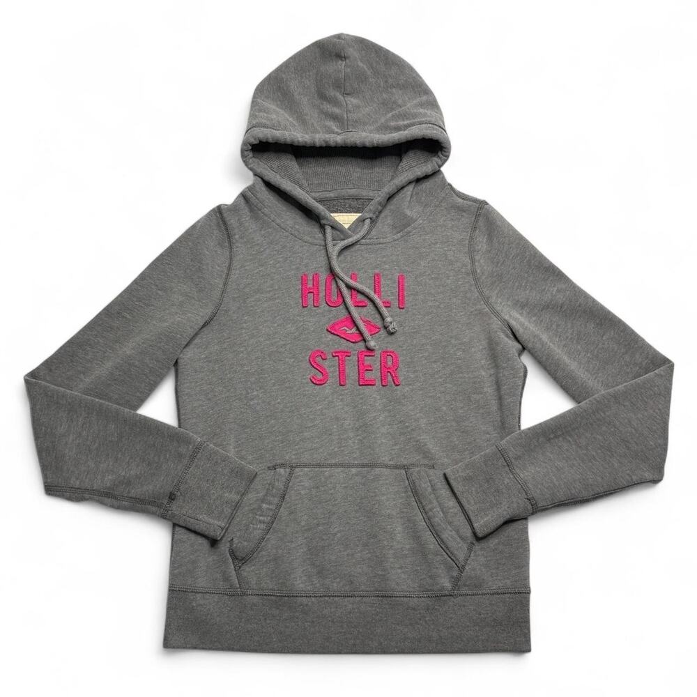 Hollister Y2K Vintage Hoodie Pink Embroidered Lettering Size M - Picture 6 of 8